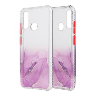 For Huawei P Smart 2020 Marble Pattern Glittery Powder Shockproof TPU Case with Detachable Buttons(Purple)