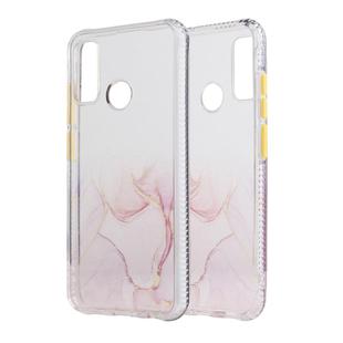 For Huawei P Smart 2020 Marble Pattern Glittery Powder Shockproof TPU Case with Detachable Buttons(Pink)