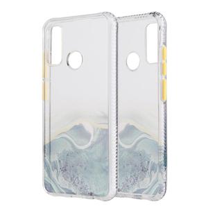 For Huawei P Smart 2020 Marble Pattern Glittery Powder Shockproof TPU Case with Detachable Buttons(Green)
