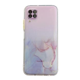 For Huawei P40 Lite Marble Pattern Glittery Powder Shockproof TPU Case with Detachable Buttons(Pink)