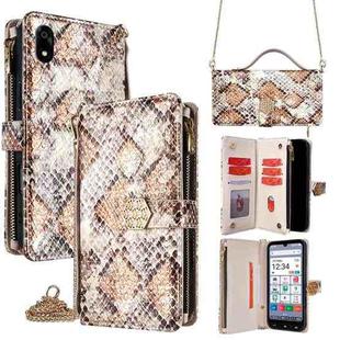 For ZTE Kantan Sumaho 4 A402ZT Crossbody Handle Snake Texture Leather Phone Case(White)