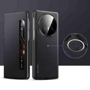 For Honor Magic V5 SULADA Kevlar 600D Texture Smart Window Leather Phone Case(Black)
