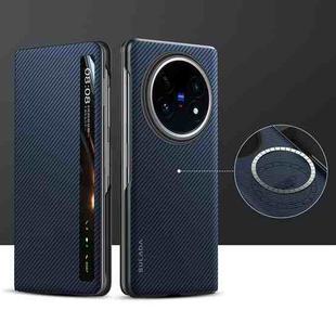 For vivo X Fold5 SULADA Kevlar 600D Texture Smart Window Leather Phone Case(Blue)