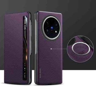 For vivo X Fold5 SULADA Kevlar 600D Texture Smart Window Leather Phone Case(Purple)