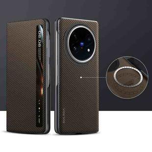 For vivo X Fold5 SULADA Kevlar 600D Texture Smart Window Leather Phone Case(Brown)