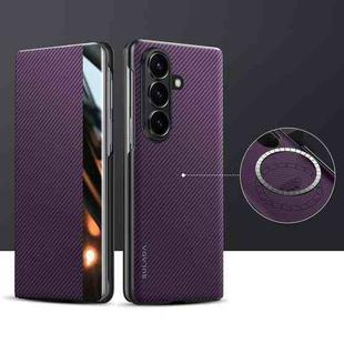 For Samsung Galaxy Z Fold7 5G SULADA Kevlar 600D Texture Smart Window Leather Phone Case(Purple)