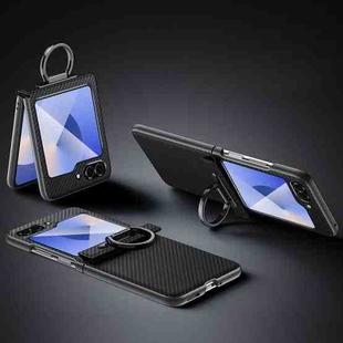 For Samsung Galaxy Z Flip6 SULADA 600D Kevlar Texture PC Shockproof Phone Case with Rng Holder(Black)