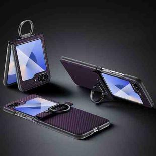 For Samsung Galaxy Z Flip6 SULADA 600D Kevlar Texture PC Shockproof Phone Case with Rng Holder(Purple)