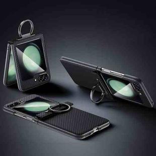 For Samsung Galaxy Z Flip5 SULADA 600D Kevlar Texture PC Shockproof Phone Case with Rng Holder(Black)