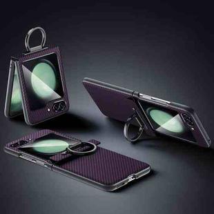 For Samsung Galaxy Z Flip5 SULADA 600D Kevlar Texture PC Shockproof Phone Case with Rng Holder(Purple)