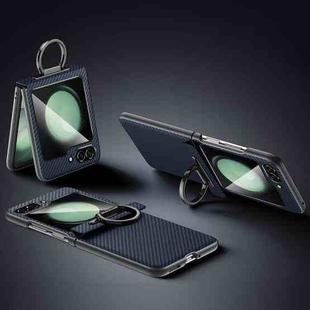 For Samsung Galaxy Z Flip5 SULADA 600D Kevlar Texture PC Shockproof Phone Case with Rng Holder(Blue)