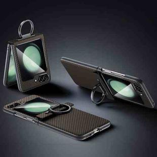 For Samsung Galaxy Z Flip5 SULADA 600D Kevlar Texture PC Shockproof Phone Case with Rng Holder(Brown)