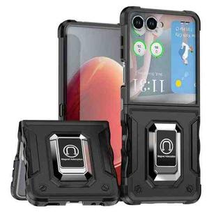 For Samsung Galaxy Z Flip7 Non-slip Shockproof Armor Phone Case with Ring Holder(Black)