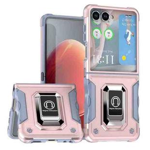 For Samsung Galaxy Z Flip7 Non-slip Shockproof Armor Phone Case with Ring Holder(Rose Gold)