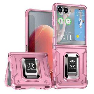 For Samsung Galaxy Z Flip7 Non-slip Shockproof Armor Phone Case with Ring Holder(Pink)