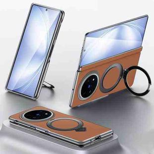 For vivo X Fold5 SULADA Top Grain Leather MagSafe Magnetic Holder Phone Case(Brown)