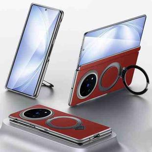 For vivo X Fold5 SULADA Top Grain Leather MagSafe Magnetic Holder Phone Case(Red)