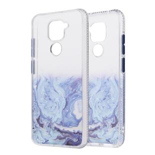 For Xiaomi Redmi Note 9 Marble Pattern Glittery Powder Shockproof TPU Case with Detachable Buttons(Blue)