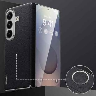 For Samsung Galaxy Z Fold7 5G SULADA Frameless Top Layer Cowhide Leather PC Phone Case(Black)