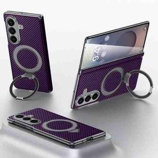For Samsung Galaxy Z Fold7 5G SULADA Kevlar Texture MagSafe Magnetic Holder Phone Case(Purple)