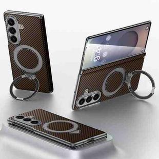 For Samsung Galaxy Z Fold7 5G SULADA Kevlar Texture MagSafe Magnetic Holder Phone Case(Brown)
