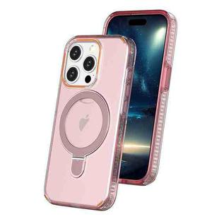 For iPhone 15 Pro Colorful 2 in 1 MagSafe Ring Holder Phone Case(Pink)