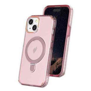 For iPhone 15 Colorful 2 in 1 MagSafe Ring Holder Phone Case(Pink)
