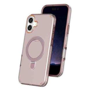 For iPhone 16 Plus Colorful 2 in 1 MagSafe Ring Holder Phone Case(Pink)