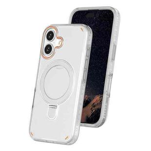 For iPhone 16 Colorful 2 in 1 MagSafe Ring Holder Phone Case(Transparent)