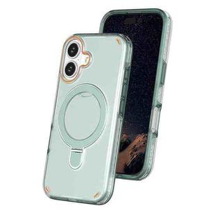 For iPhone 16 Colorful 2 in 1 MagSafe Ring Holder Phone Case(Mint Green)
