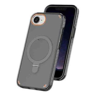 For iPhone 16e Colorful 2 in 1 MagSafe Ring Holder Phone Case(Transparent Black)