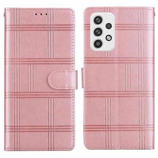 For Samsung Galaxy A13 4G / 5G Embossed Checkered Leather Phone Case(Pink)