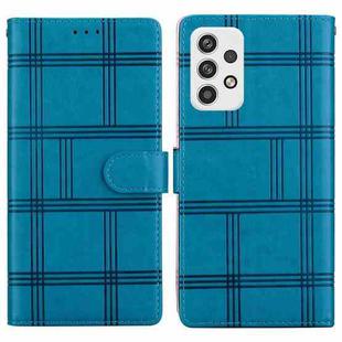 For Samsung Galaxy A32 4G Embossed Checkered Leather Phone Case(Blue)