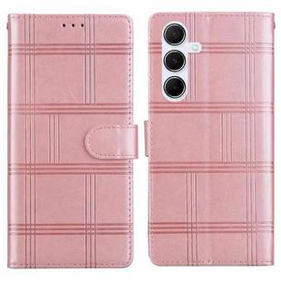 For Samsung Galaxy A35 5G Embossed Checkered Leather Phone Case(Pink)