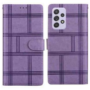 For Samsung Galaxy A52 / A52s 5G Embossed Checkered Leather Phone Case(Purple)