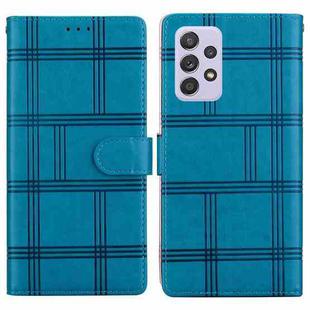For Samsung Galaxy A53 5G Embossed Checkered Leather Phone Case(Blue)