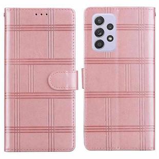 For Samsung Galaxy A53 5G Embossed Checkered Leather Phone Case(Pink)