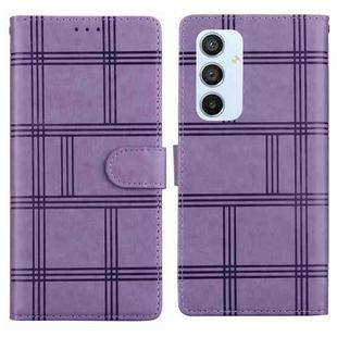 For Samsung Galaxy A54 5G Embossed Checkered Leather Phone Case(Purple)
