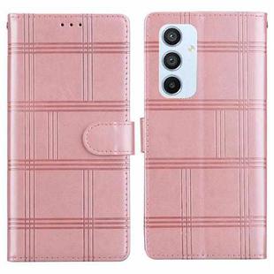 For Samsung Galaxy A54 5G Embossed Checkered Leather Phone Case(Pink)