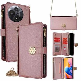 For TCL 60R 5G Crossbody Handle Cross Texture Leather Phone Case(Rose Gold)