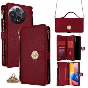For TCL 60R 5G Crossbody Handle Cross Texture Leather Phone Case(Red)