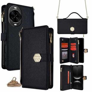 For Huawei nova 14 Pro 5G Crossbody Handle Cross Texture Leather Phone Case(Black)