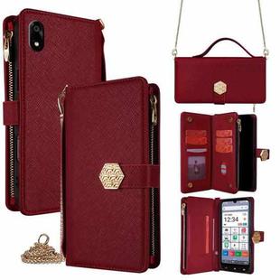 For ZTE Kantan Sumaho 4 A402ZT Crossbody Handle Cross Texture Leather Phone Case(Red)