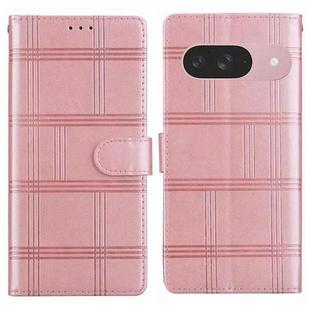 For Google Pixel 9 Embossed Checkered Leather Phone Case(Pink)