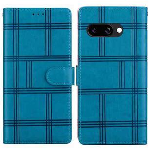 For Google Pixel 9a Embossed Checkered Leather Phone Case(Blue)