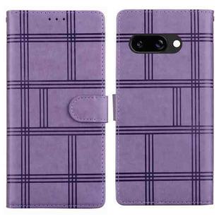 For Google Pixel 9a Embossed Checkered Leather Phone Case(Purple)