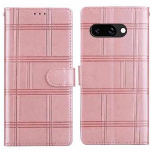 For Google Pixel 9a Embossed Checkered Leather Phone Case(Pink)