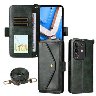 For vivo Y29 4G Global Multi-card Slots Crossbody Cowhide Leather Phone Case(Green)