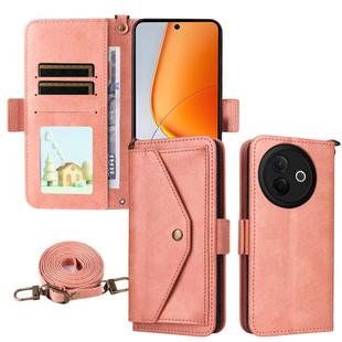 For vivo Y39 5G Global Multi-card Slots Crossbody Cowhide Leather Phone Case(Pink)