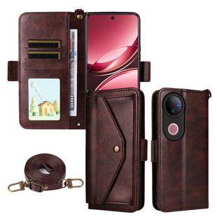 For vivo V50 5G Global / V50e Multi-card Slots Crossbody Cowhide Leather Phone Case(Brown)